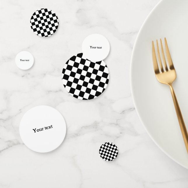 Chequered squares black and white geometric retro confetti (Group)
