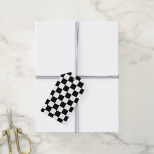 Chequered squares black and white geometric retro gift tags