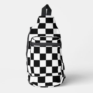 Chequered squares Black and White geometry pattern Sling Bag