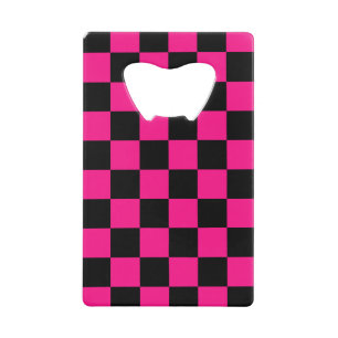 Chequered squares hot pink black geometric retro