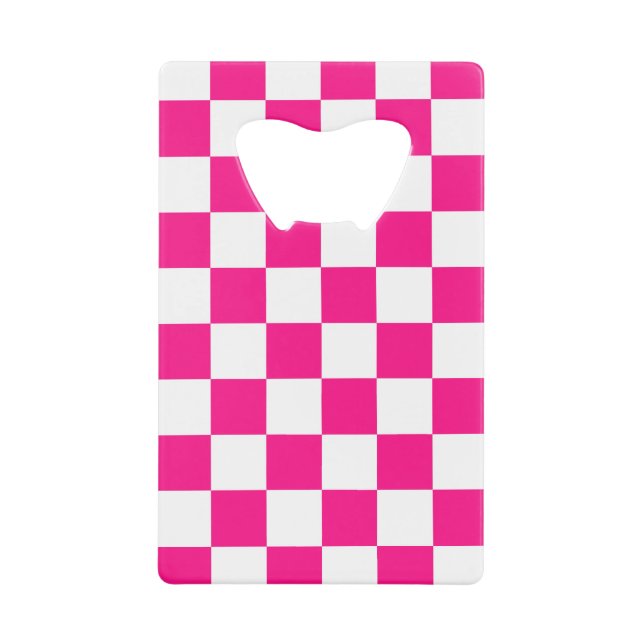 Chequered squares hot pink white geometric retro (Front)