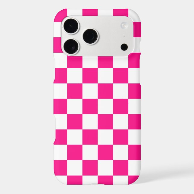 Chequered squares hot pink white geometric retro (Back)