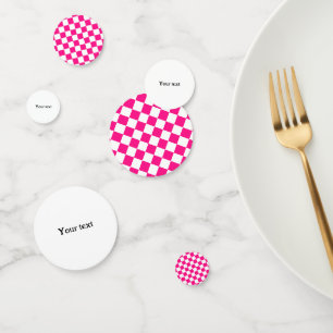 Chequered squares hot pink white geometric retro confetti