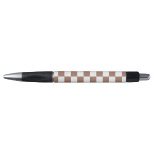 Chequered squares mocha brown white geometric retr
