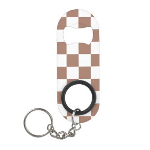 Chequered squares mocha brown white geometric retr
