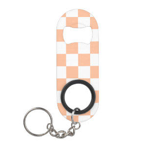 Chequered squares peach and white geometric retro