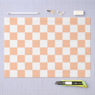 Chequered squares peach and white geometric retro tissue paper