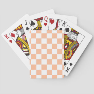 Chequered squares peach orange white geometric playing cards