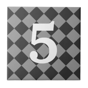Chequered street address house number tile design