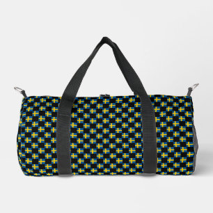 Chequered Sweden Flag Pattern Duffle Bag