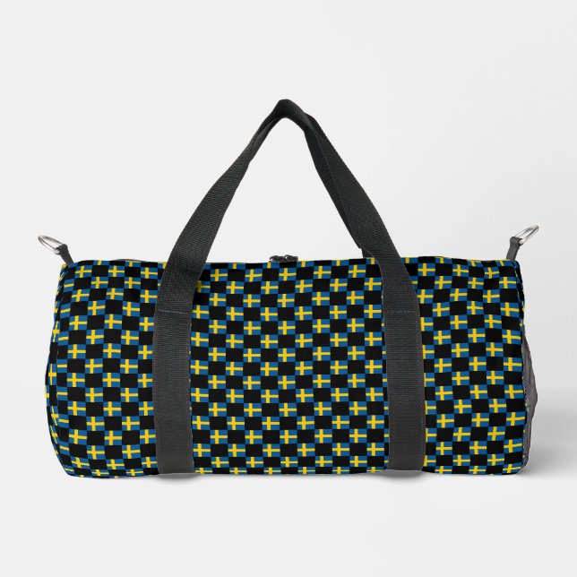 Chequered Sweden Flag Pattern  Duffle Bag (Front)