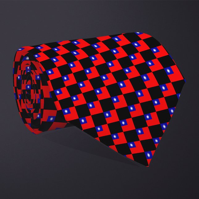 Chequered Taiwan Flag Pattern  Tie (Creator Uploaded)