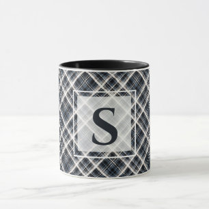 chequered tartan plaid classic black white texture mug