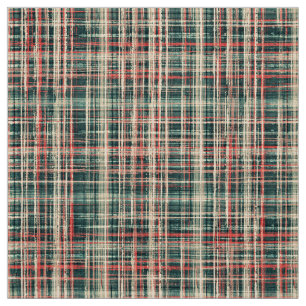 chequered tartan plaid classic green red beige fabric