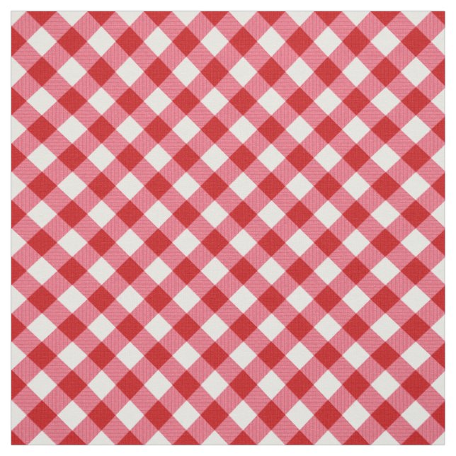 chequered tartan plaid classic red white texture. fabric (Swatch)