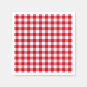 chequered tartan plaid classic red white texture napkin