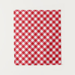 chequered tartan plaid classic red white texture tapestry