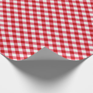 chequered tartan plaid classic red white texture wrapping paper