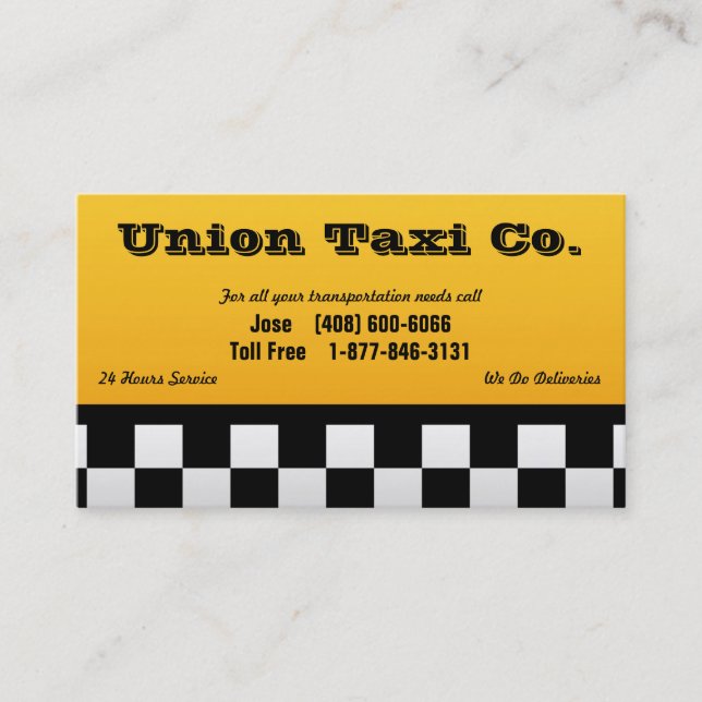 Chequered Taxi Business Card (Front)