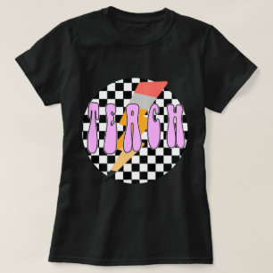 Chequered Teach , Retro Pencil Teacher Shirt,Neon T-Shirt