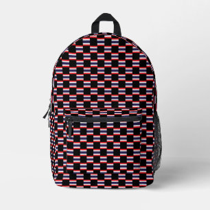Chequered Thailand Flag Pattern  Printed Backpack