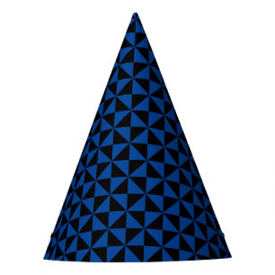 Chequered Triangles Blue Party Hat