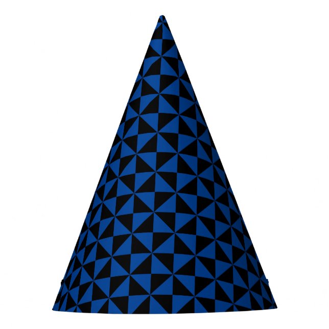 Chequered Triangles Blue Party Hat (Front)