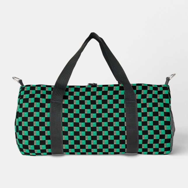Chequered Turkmenistan Flag Pattern  Duffle Bag (Front)