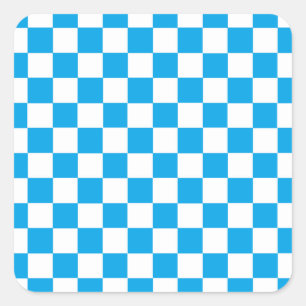Chequered Turquoise and White Square Sticker
