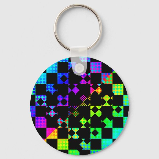 Chequered Twist by Kenneth Yoncich Key Ring (Front)