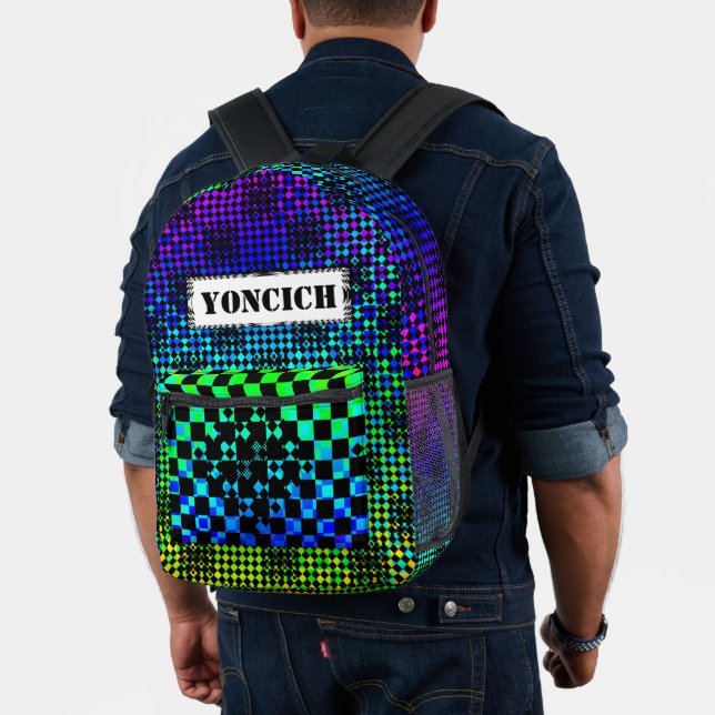 Chequered Twist by Kenneth Yoncich Printed Backpack (Insitu (Model))