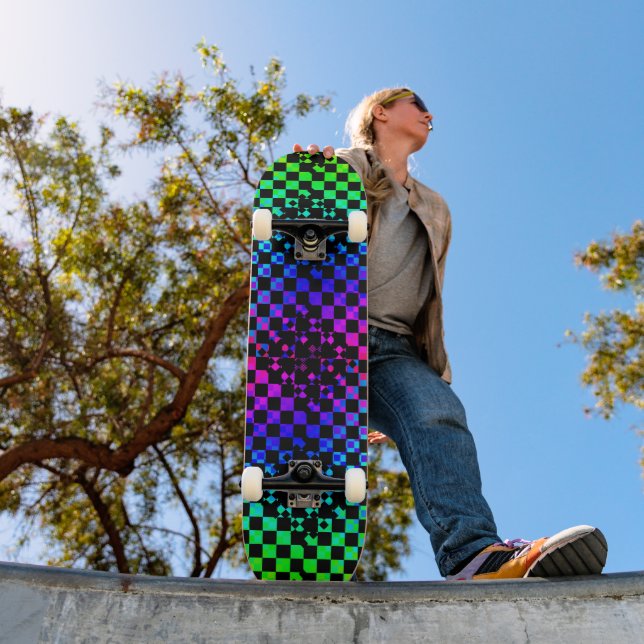 Chequered Twist by Kenneth Yoncich Skateboard (Outdoor 1)