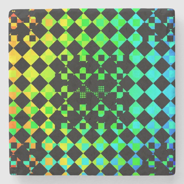 Chequered Twist by Kenneth Yoncich Stone Coaster (Front)
