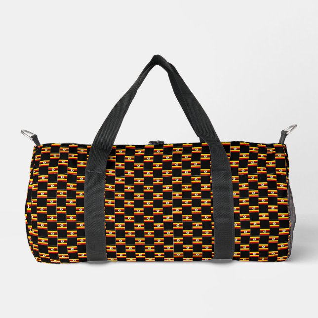Chequered Uganda Flag Pattern  Duffle Bag (Front)