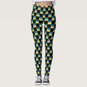Chequered Ukraine Flag Pattern Leggings
