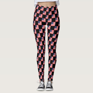 Chequered United States Flag Pattern Leggings