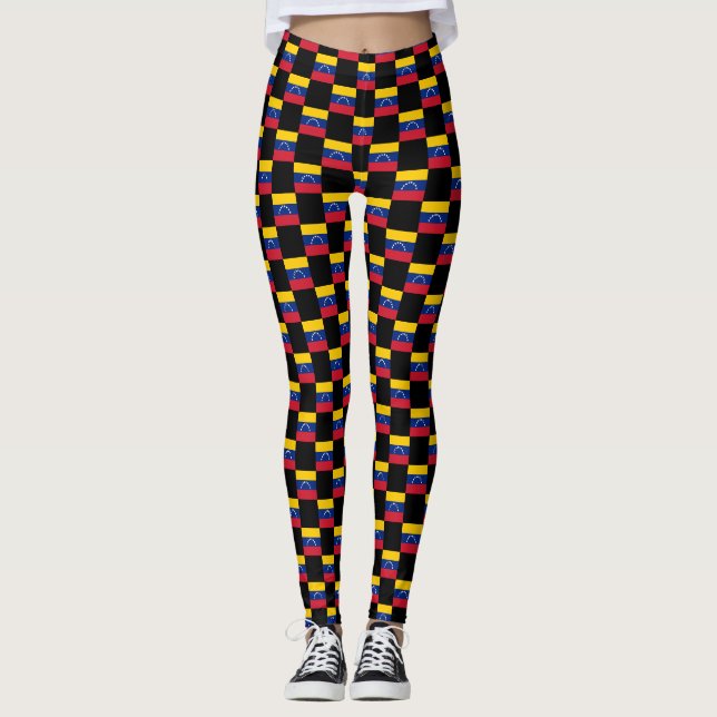 Chequered Venezuela Flag Pattern  Leggings (Front)