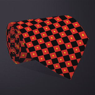 Chequered Vietnam Flag Pattern  Tie
