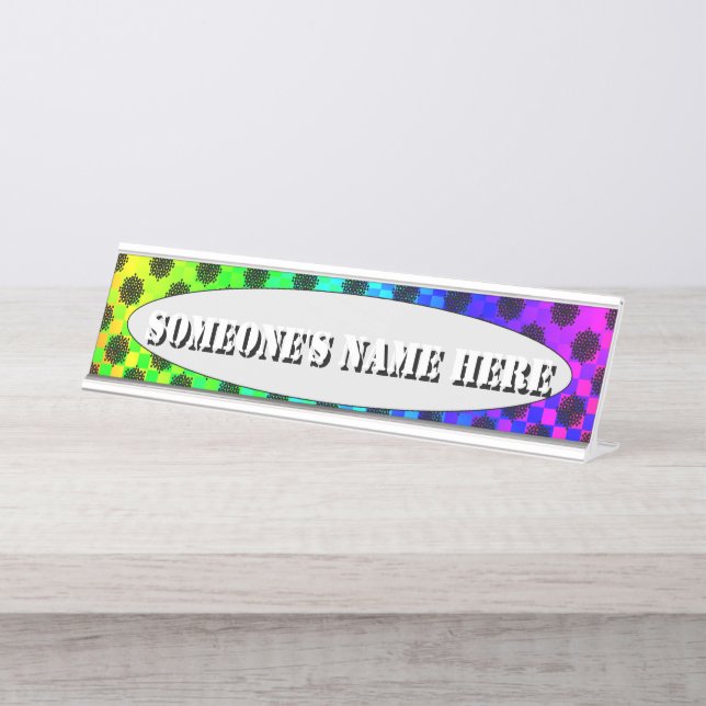 Chequered Wheels by Kenneth Yoncich Desk Name Plate (Front)