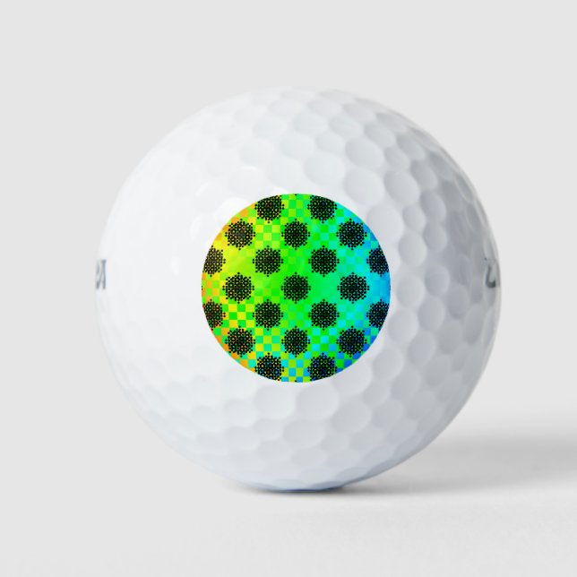 Chequered Wheels by Kenneth Yoncich Golf Balls (Front)
