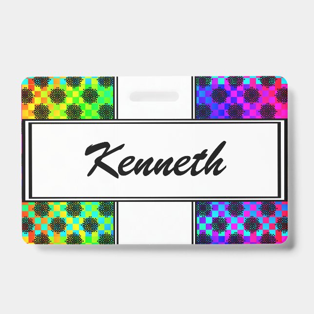 Chequered Wheels by Kenneth Yoncich ID Badge (Front)
