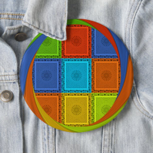 Chequered Whirl Art Print 6 Cm Round Badge
