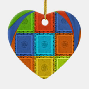 Chequered Whirl Art Print Ceramic Tree Decoration