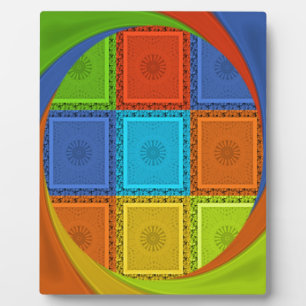 Chequered Whirl Art Print Plaque