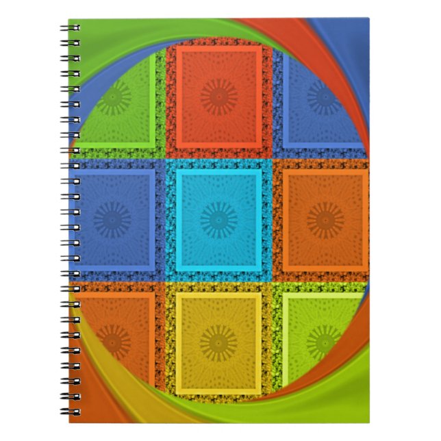 Chequered Whirl Art Print Spiral Notebook (Front)