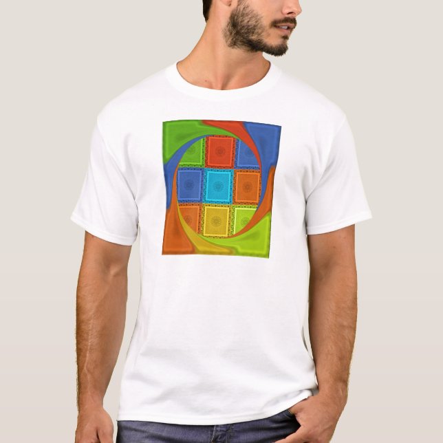 Chequered Whirl Art Print T-Shirt (Front)