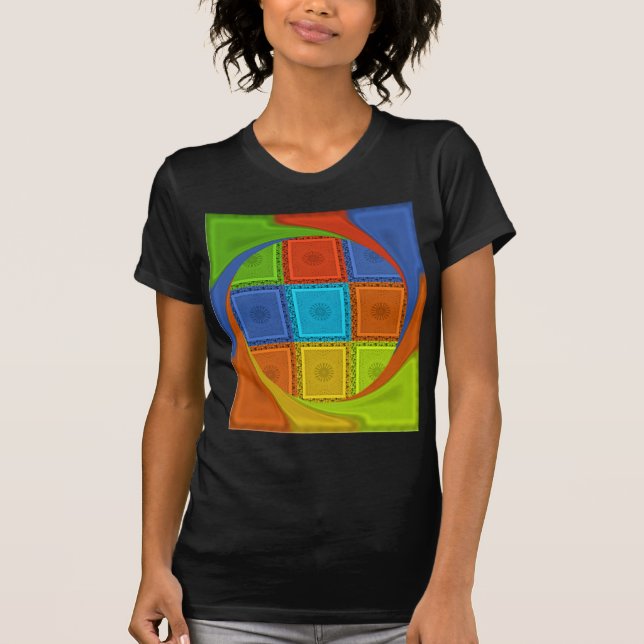 Chequered Whirl Art Print T-Shirt (Front)