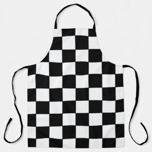 Chequered White and Black  Apron