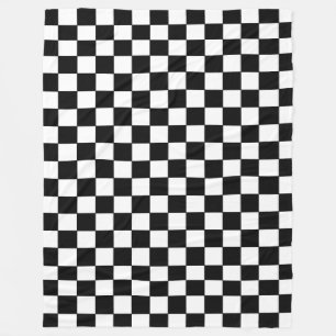 Chequered White and Black Fleece Blanket