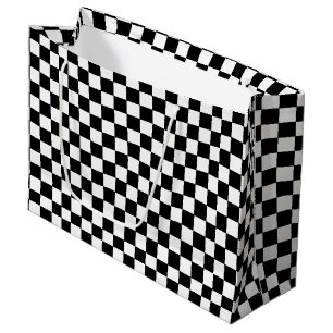 Chequered White and Black  Large Gift Bag